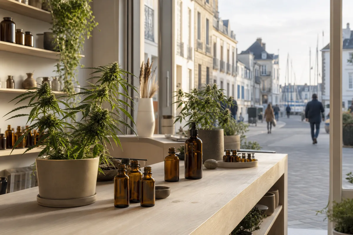 Rue commerçante d&rsquo;une ville portuaire du nord de la France en fin d&rsquo;après-midi